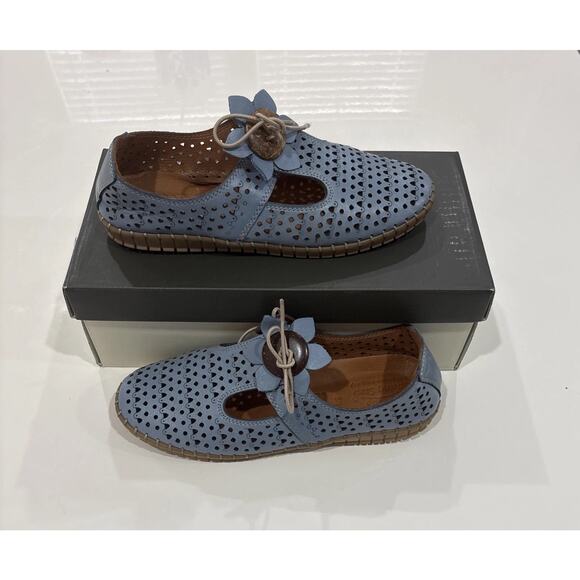Spring Step Sunflowery Women's Denim Blue Leather Shoe Women’s Size 7.5-8 - Picture 1 of 7